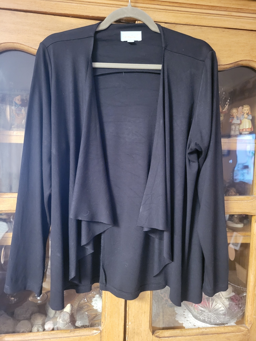 Veronica M. Black Draped Open-Front Cardigan Butter Soft